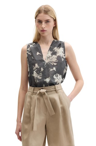 Relaxed fit bluza brez rokavov iz ramije