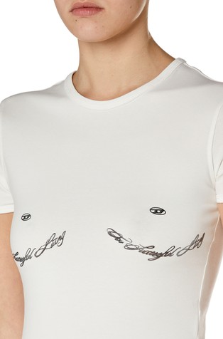 DIESEL T-shirt with metallic bust print White 3