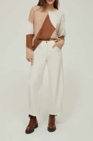 Široke bombažne hlače s paščkom na hlačnicah