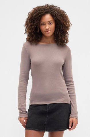 Ženska majica z dolgimi rokavi in ladijskim izrezom