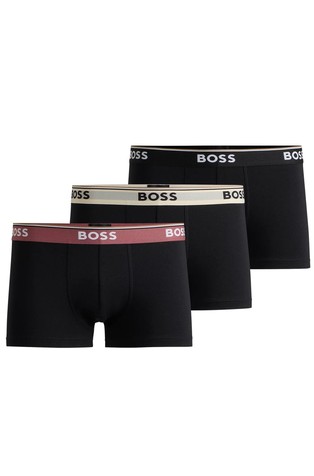 Three-pack of stretch cotton trunks with logo waistband