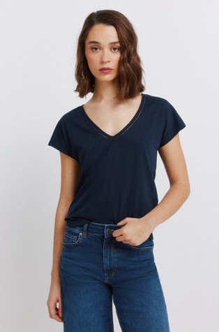 Lace V-neck T-shirt