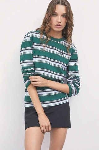 Striped cotton long-sleeve top