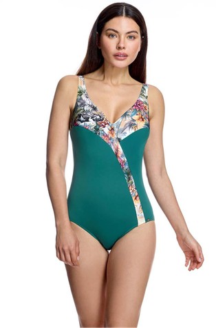 Enodelne kopalke s tropskim vzorcem na obrobah