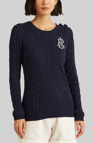 LAUREN RALPH LAUREN Button-trim cable-knit sweater | Emporium