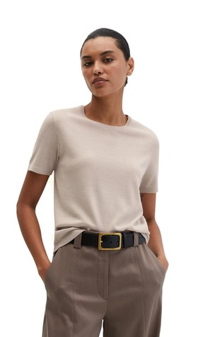 Pletena majica s kratkimi rokavi iz volnene mešanice