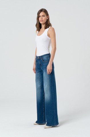 FRACOMINA Jeans wide leg made in denim with middle wash Blue 3