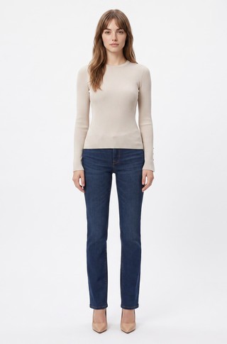 Ribbed sweater with buttons on sleeves
