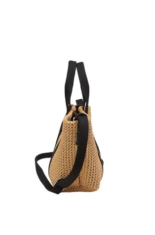 MARC O'POLO Shopper small in crochet raffia bast look Natural / Black 2