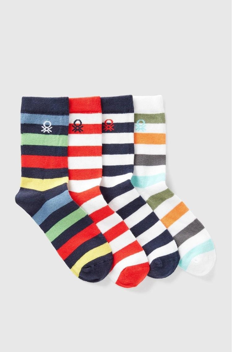 BENETTON Paket 4 parov vzorčastih nogavic Večbarvna - Multi 4 