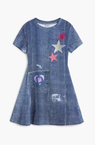 Denim obleka s potiskom zvezd