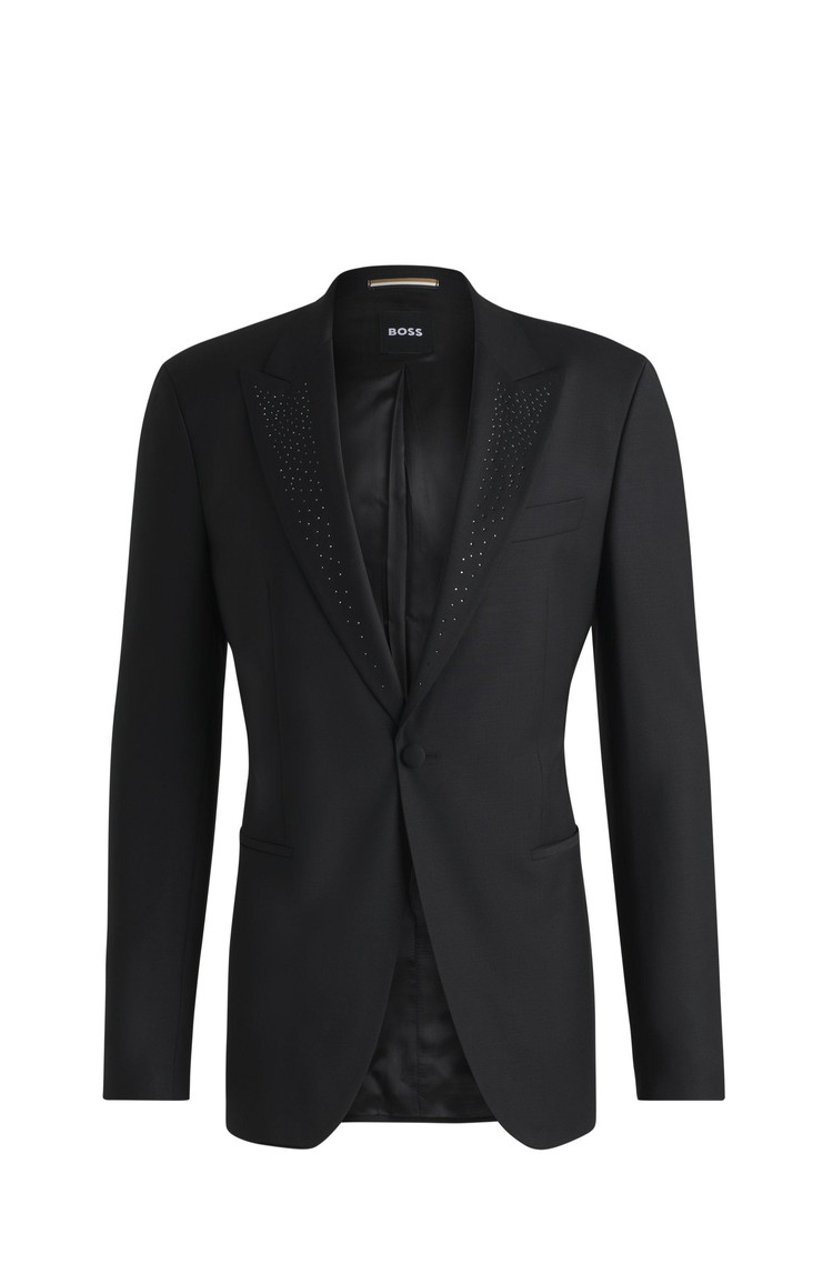 HUGO BOSS Slim-fit tuxedo jacket with embellished lapels Black 