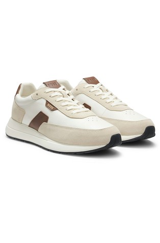 Trainers in suede and tumbled leather