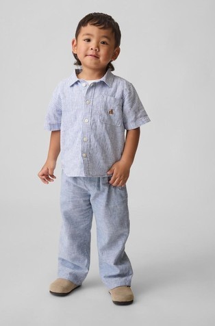 Hlače iz mešanice lana in bombaža za malčke