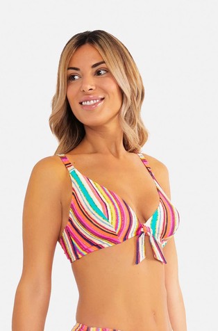 Underwired bikini top with striped pattern