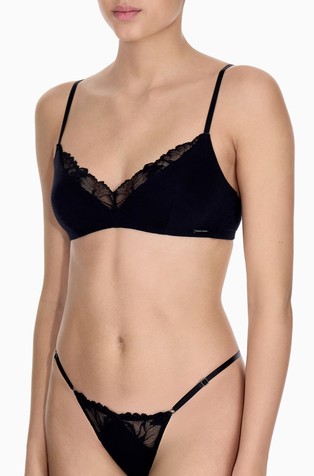 Unpadded viscose jersey bralette with lace trim