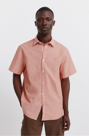 Cotton and linen short sleeve shirt