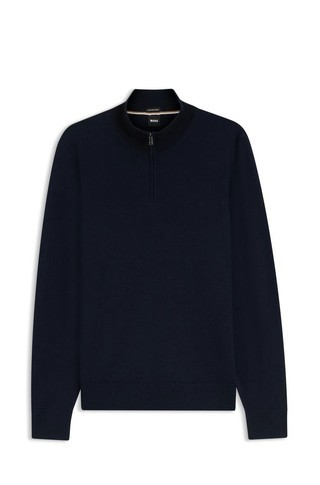 Wool sweater with zip neck