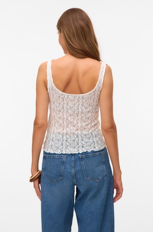 VERO MODA VMTINNA čipkast top z drapiranim ovratnikom Bela - Snow White 3