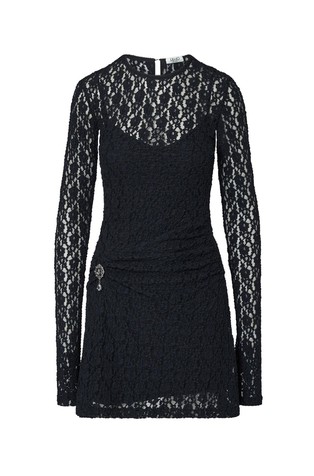 Short lace dress with gathered detail