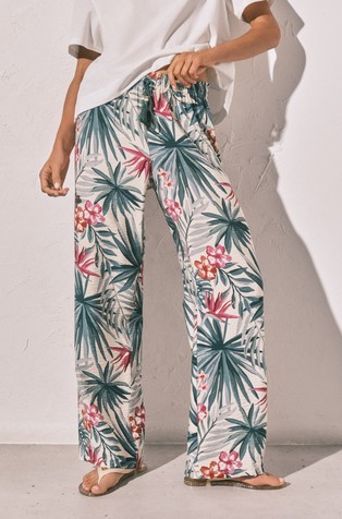 Viscose-blend printed trousers