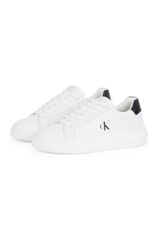 CALVIN KLEIN Leather Trainers With Contrast Heel Counter White 2