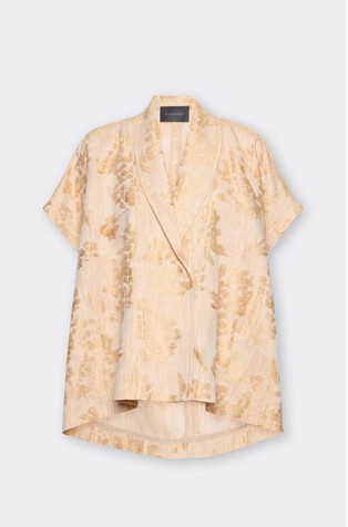 Floral jacquard kimono shirt