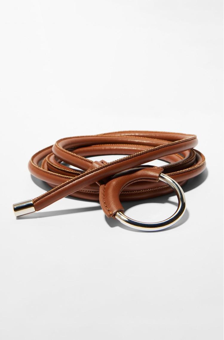 MAX&amp;CO Long faux-leather tubular belt Brown 