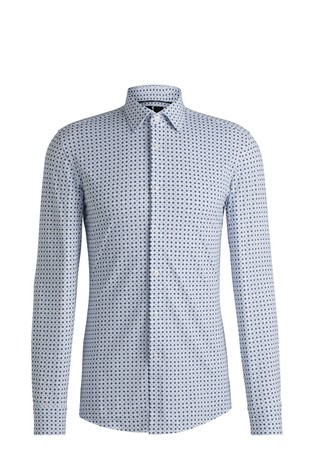 Slim fit srajca iz vzorčaste performance-stretch tkanine
