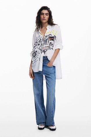 DESIGUAL Shirt with arty print White 3