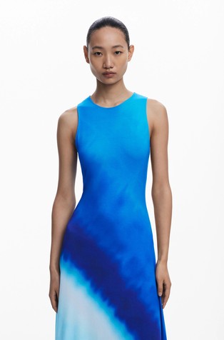DESIGUAL Sleeveless dress in stretch viscose Blue 3