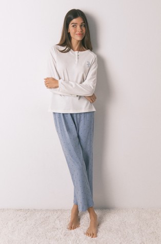 Bombažna pižama z dolgimi rokavi