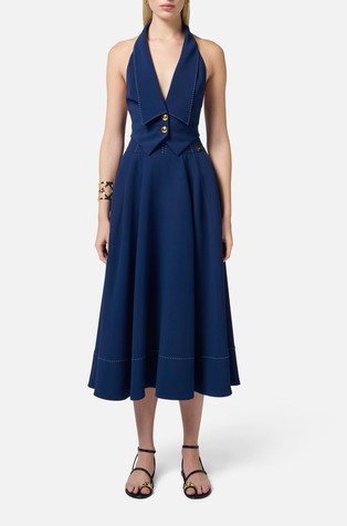 Crêpe waistcoat with contrasting topstitching