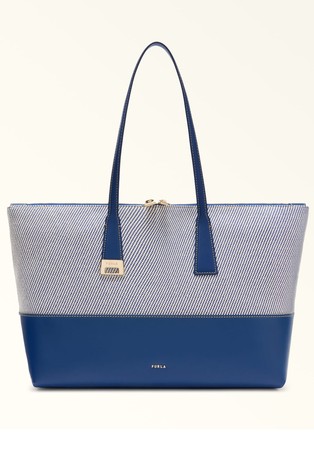 Large Tote in Canvas and Leather