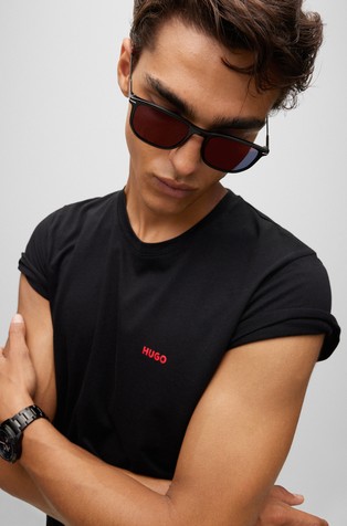 HUGO BOSS Paket 3 logo spodnjih majic s kratkimi rokavi Črna - Triple Black 4