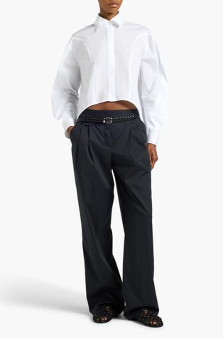 Poplin trousers with pleats