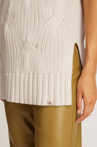 CALVIN KLEIN Cable Knit Long Sweater Vest Beige 4