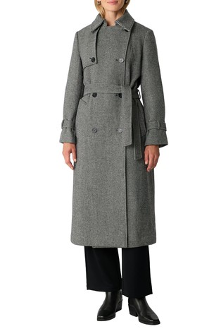 Dolg plašč z vzorcem ribje kosti