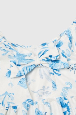 BENETTON Cotton dress with shell print White / Blue 3