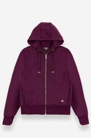 Cable-knit hooded sweatshirt