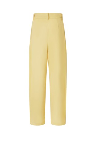 PINKO Relaxed fit bombažne hlače z gubami Rumena - Yellow 3