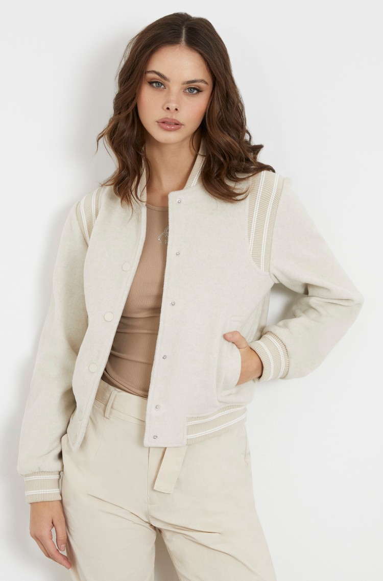 GUESS Back logo bomber jacket Cream 