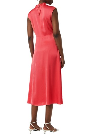 COMMA Flared satin midi dress with a tie detail Pink 2