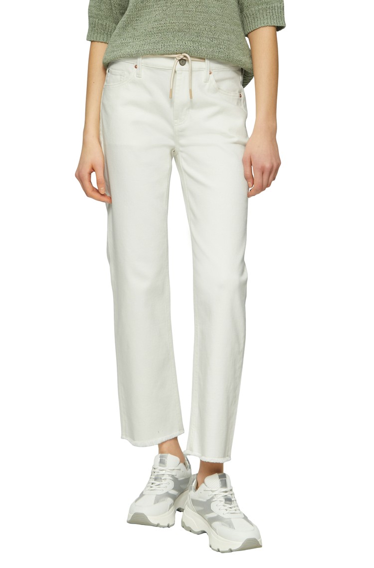 S.OLIVER Regular fit jeans hlače s skrajšano dolžino in vrvico v pasu Bela - White 