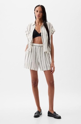365 High Rise Linen-Blend Shorts