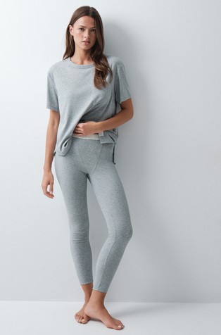Pyjama set in ribbed modal-blend