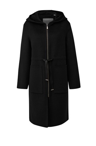 Plašč iz volnene mešanice s kapuco