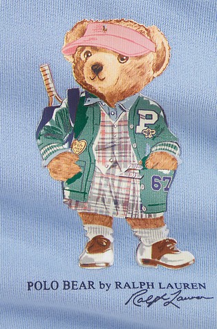 RALPH LAUREN Polo Bear pulover s flisirano notranjostjo Modra - Chambray Blue 3