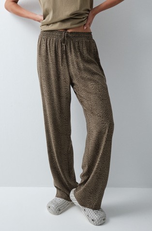 Animal print viscose pyjama trousers