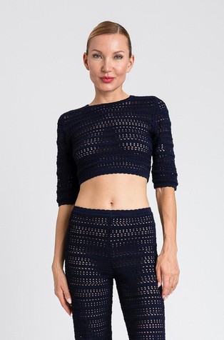 Cropped openwork jumper